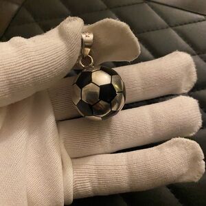 Black and Silver Soccer Ball Pendant